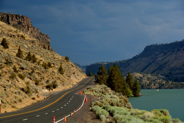road at the bottom of the canyon
